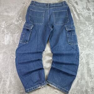 Vintage Y2K Faded Glory Cargo Utility Baggy Denim Jeans Size 34